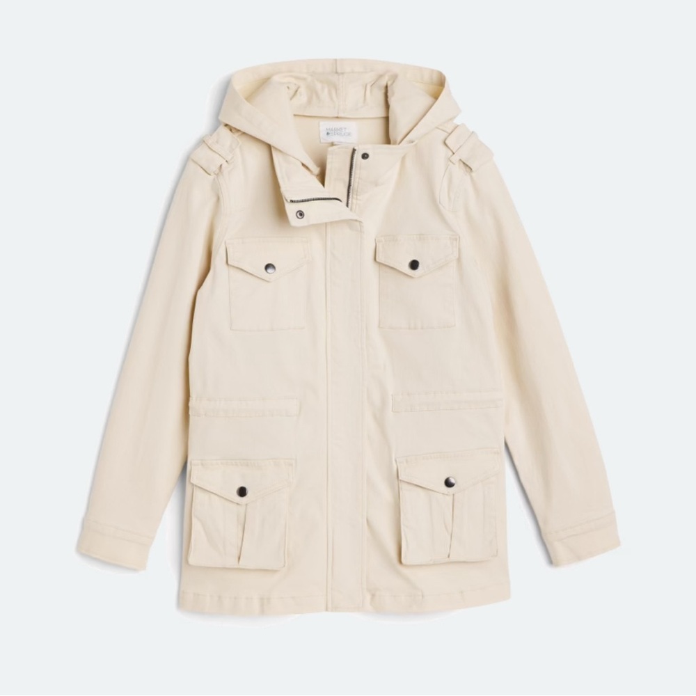 Women’s Market & Spruce Kathleen cargo Cream Hooded Jacket